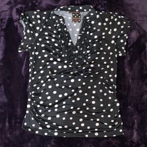 Heart Soul Plus black & white Polka Dot Top 2x